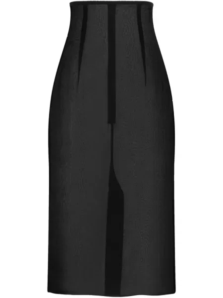 Spódnica midi Dolce And Gabbana szyfonowa do kolan czarna