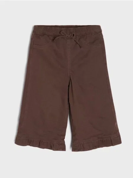 Sinsay Zateplené džíny wide leg tmavě hnědá