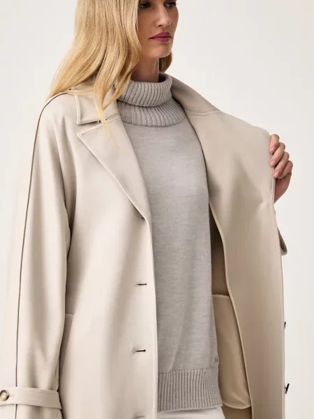 MM by Max Mara női kabát viszkózzal MMLESPOSTO bézs