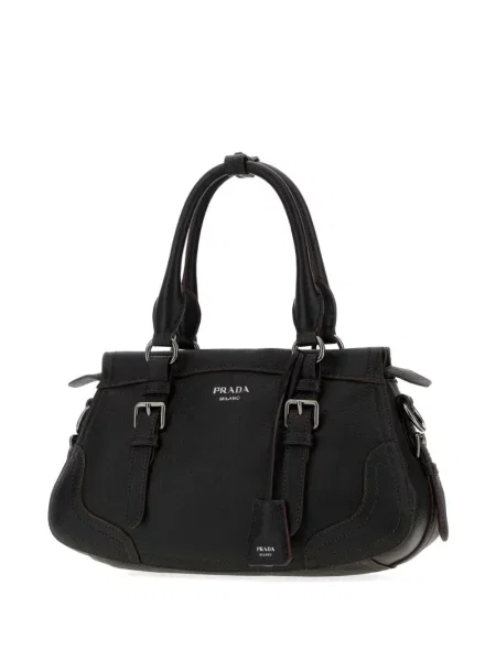 Geantă shopper Prada din piele cu cataramă negru