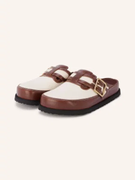 Birkenstock Pantofle Boston Bold Canvas / krémová hnědá
