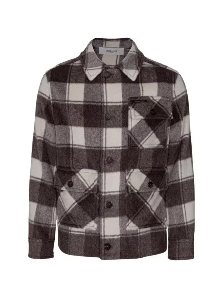 Geacă Golden Goose în carouri de mohair maro