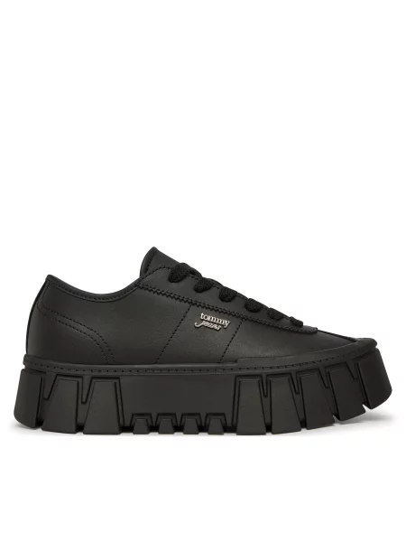 Sportcipők Tommy Jeans Tjw Platform Sneaker Leather Lc fekete