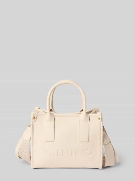 Lniana torebka Valentino Bags beżowa