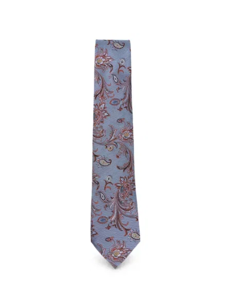 Cravată Etro de mătase cu imagine cu model paisley gri