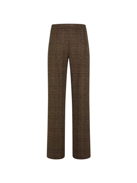 Pantaloni palazzo Deha în carouri din jacard maro