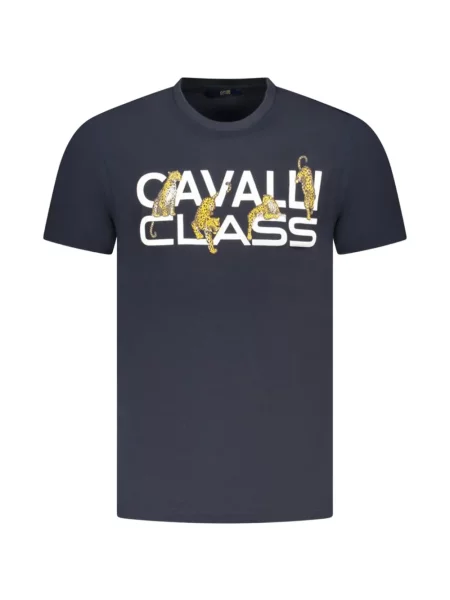 Tricou Cavalli Class cu imagine cu model leopard albastru
