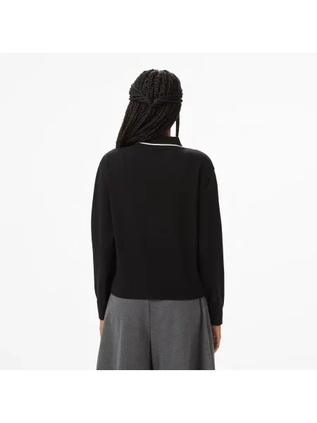 Lacoste Sweter Z Kołnierzykiem Polo Regular Fit czarny