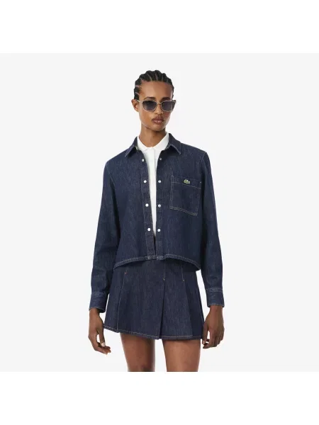 Lacoste Lekka Koszula Jeansowa Regular Fit niebieska