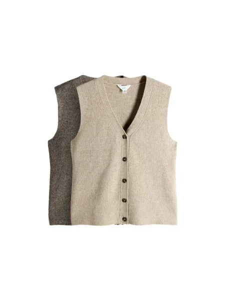 The Set Pleten brezrokavnik / kaki bež