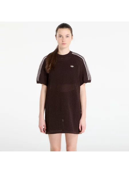 Adidas Úpletové šaty Knitted Crochet hnedá