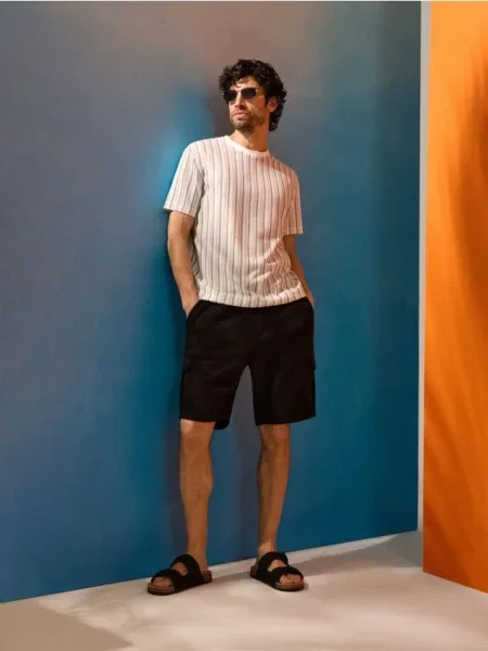 Sinsay Koszulka w paski z domieszką zielony