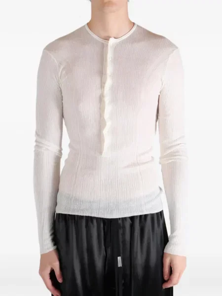 Lung tricou Ann Demeulemeester tricotate alb