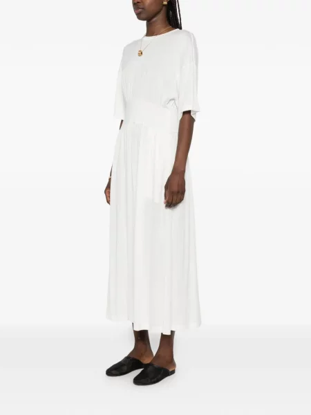 Rochie midi Toteme cu decolteu rotund alb