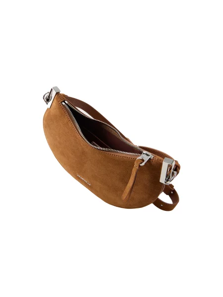 Semišová crossbody kabelka Coccinelle hnedá