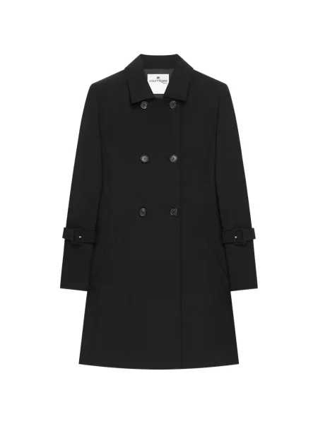 Palton Courreges cu broderie cu două rânduri de nasturi negru