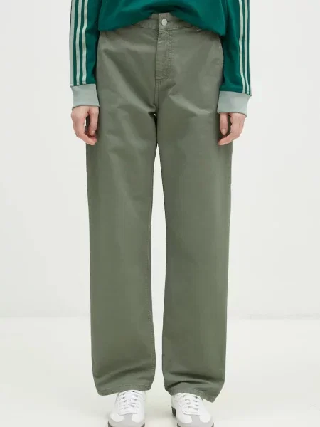Штани Carhartt WIP Pierce Pant Straight фасон chinos висока посадка зелений