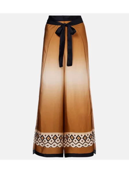 Cropp pantaloni Max Mara din satin cu imagine maro