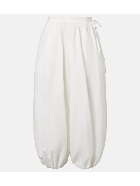Cu centură pantaloni Polo Ralph Lauren de mătase alb