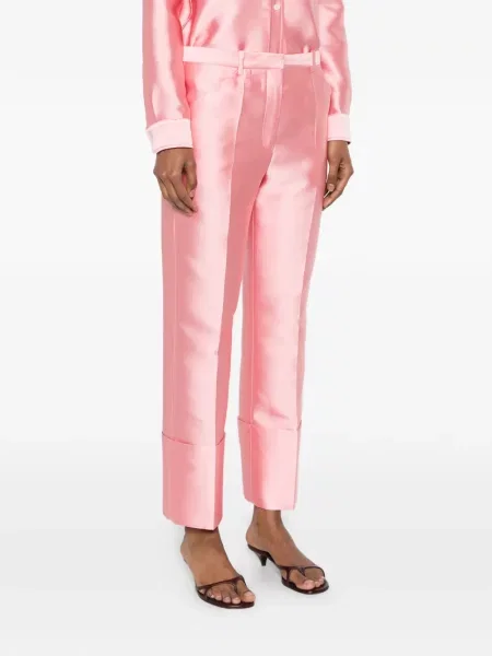 Pantaloni Calvin Klein Collection din satin roz