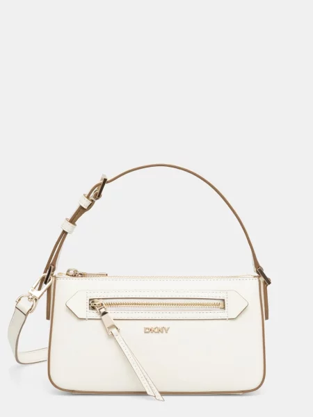 Кожена чанта Dkny бежово