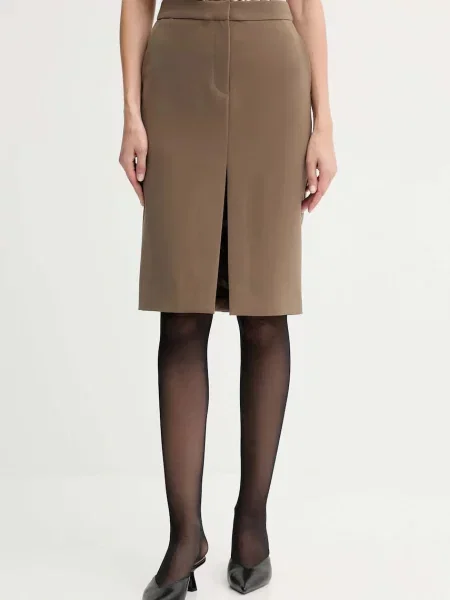 ISABELLE BLANCHE spódnica zielony mini prosta brązowa