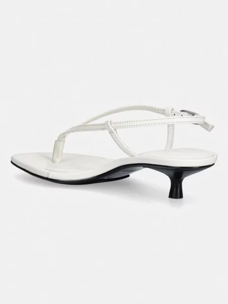 Calvin Klein sandały skórzane KITT HEEL SNDL STRAPPY SLING LTH beżowe