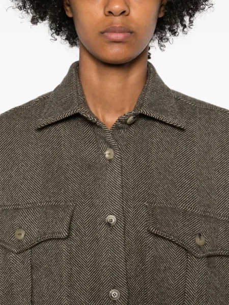 Cămașă Ermanno Scervino cu model herringbone maro