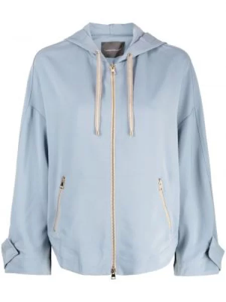 Geacă Lorena Antoniazzi de lână cu glugă albastru