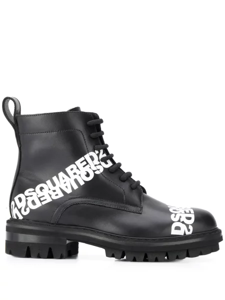 Botine Dsquared2 cu șireturi cu imagine din dantelă negru