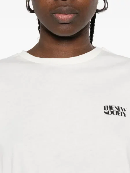 Tricou The New Society cu broderie alb