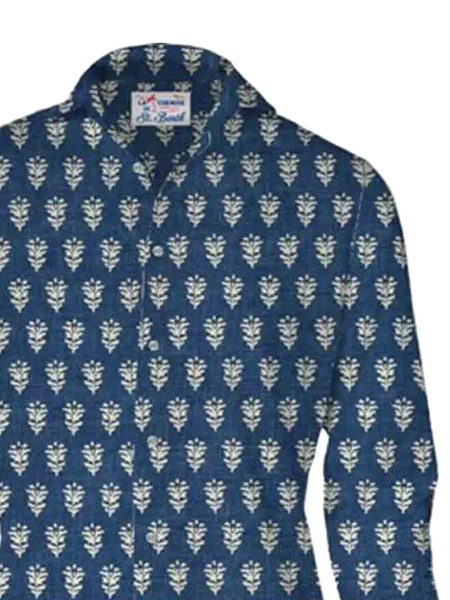 Cămașă Mc2 Saint Barth cu model floral cu imagine albastru