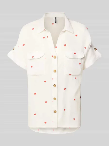 Bluzka o kroju comfort fit z czystej model BUMPY' Vero Moda biała