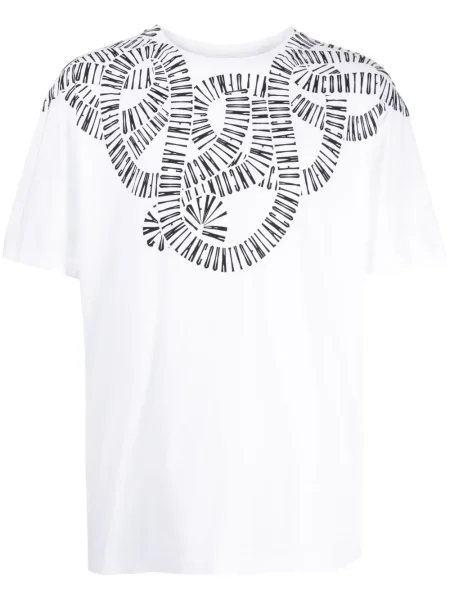 Tricou Marcelo Burlon County Of Milan cu imagine cu model piele de șarpe alb