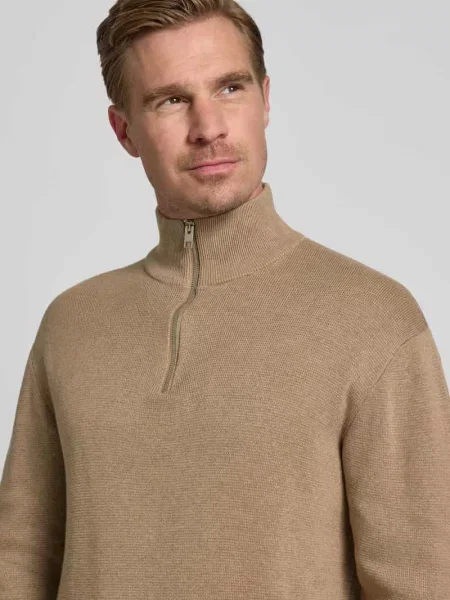 Dzianinowa bluza Jack & Jones Premium z logo beżowa