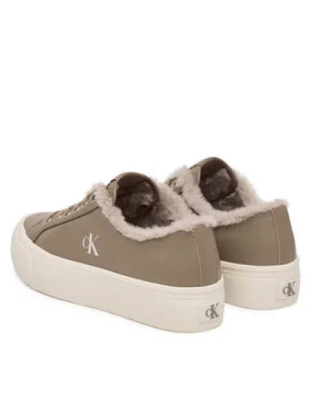 Calvin Klein Sportcipők Vulc Flatf Laceup Lth Fur bézs