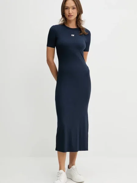 Calvin Klein Jeans sukienka maxi prosta granatowy