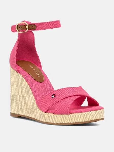 Сандали Tommy Hilfiger FLAG HIGH WEDGE ESPAD CRISSCROSS розово