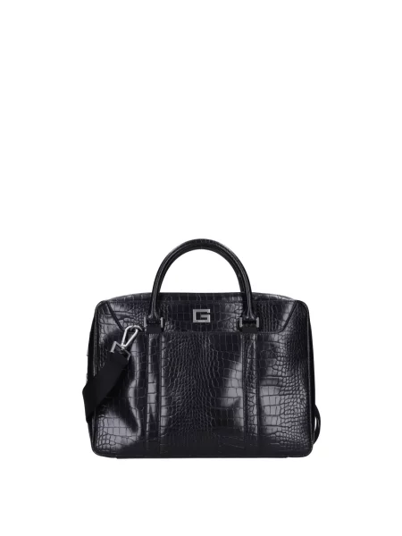 Torba na laptopa Guess skórzana czarna