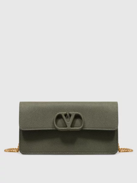 Кожаный клатч Valentino зеленый