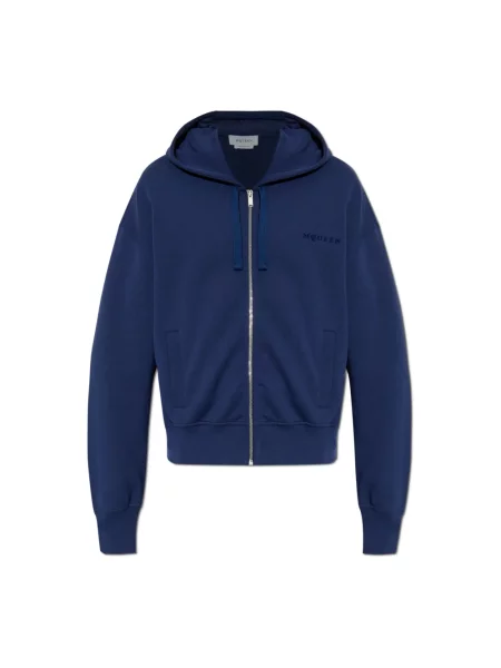 Bluza z kapturem Alexander Mcqueen z kapturem niebieska