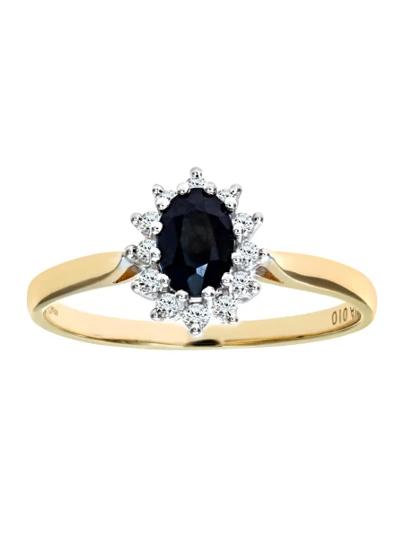 DIAMANT LETERNEL Inele Cluster-Ring aus Gelbgold mit Diamant mit Saphir auriu