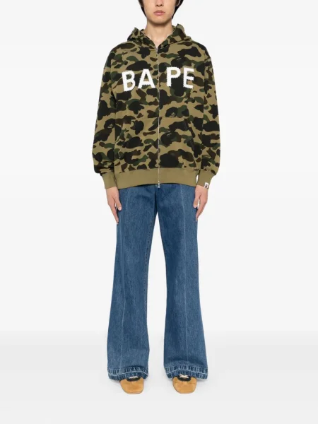 Камуфлажен суичър с качулка A Bathing Ape® с принт зелено