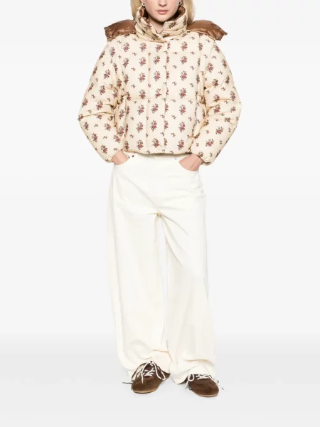 Geacă cu puf Moncler cu model floral cu glugă
