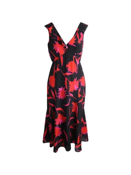 Rochie Saloni fără mâneci cu model floral negru