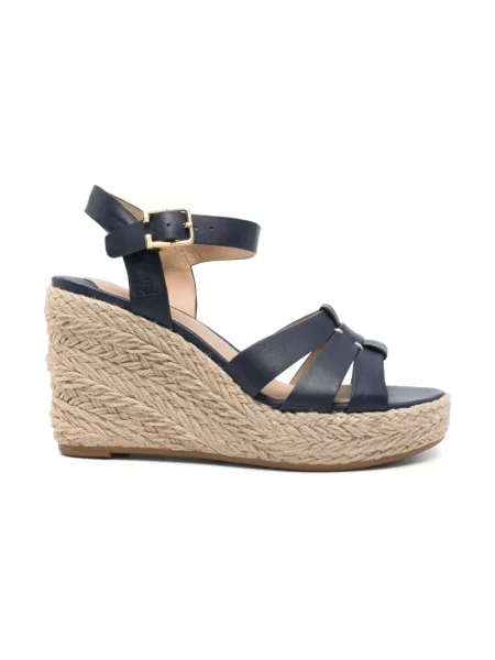 Espadryle Ralph Lauren na koturnie niebieskie