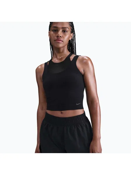 Top de antrenament pentru femei Nike One Fitted Dri-Fit Cropped Tank black/dark smoke grey negru