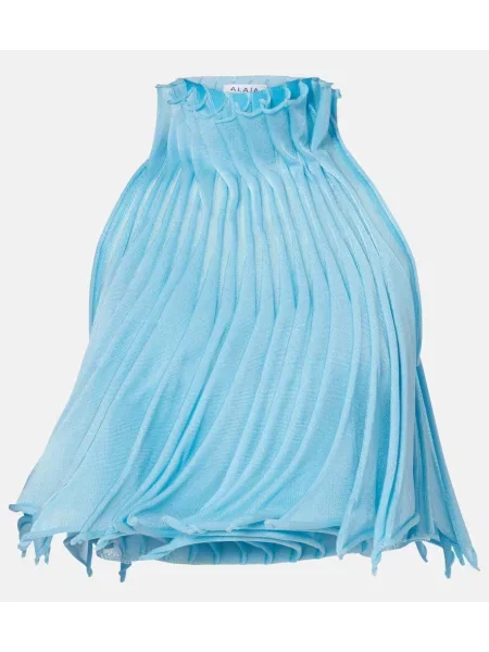 Cropp top Alaïa plasă plisat albastru