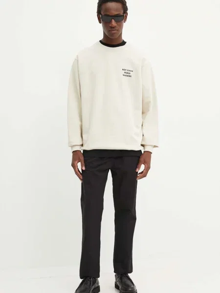 Mikina Drôle de Monsieur Le Sweatshirt Slogan s potiskem béžová