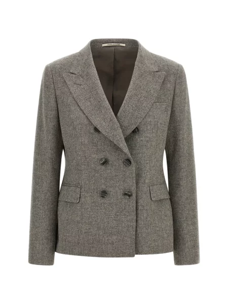 Sacou Tagliatore cu model herringbone cu două rânduri de nasturi gri